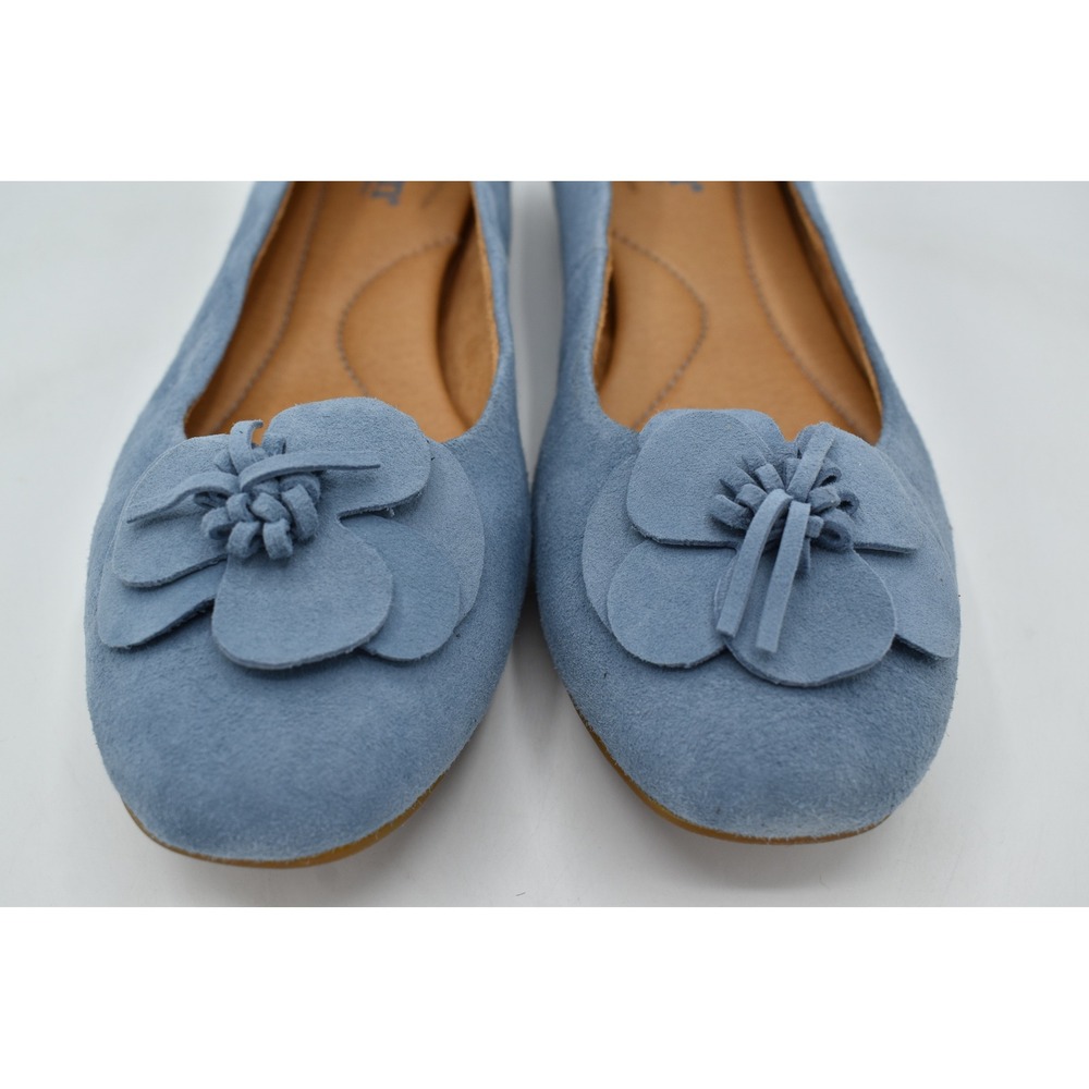 Born Women Size 7 Petula Light Blue Suede Floral Flower Ballet Flats Shoes - Picture 8 of 12